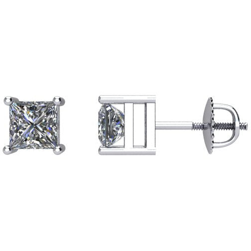 14K White 1/2 CTW Diamond Threaded Post Stud Earrings