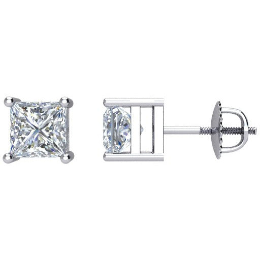 14K White 3/4 CTW Diamond Stud Earrings