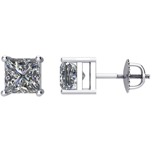 14K White 1 CTW Diamond Threaded Post Stud Earrings