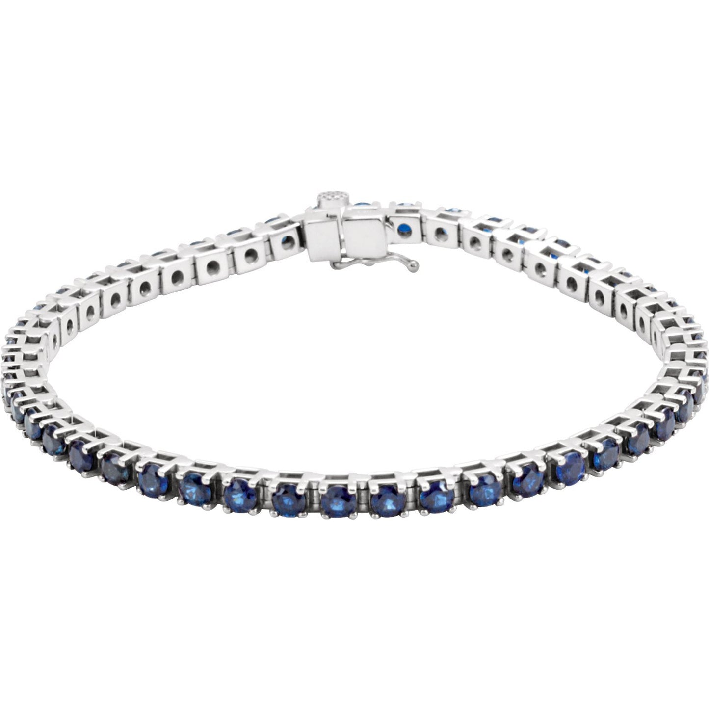 14K White Blue Sapphire Line 7 Bracelet