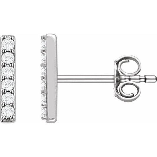 Platinum 1/10 CTW Diamond Bar Earrings
