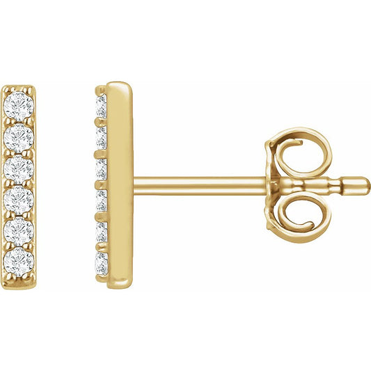 14K Yellow 1/10 CTW Diamond Bar Earrings