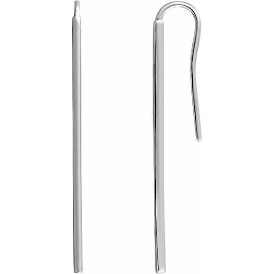 14K White Vertical Bar Earrings