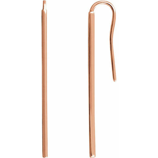 14K Rose Vertical Bar Earrings