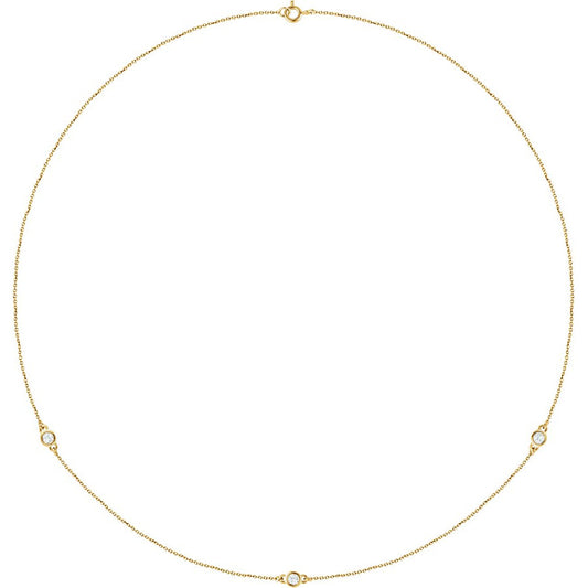14K Yellow 1/4 CTW Diamond 3-Station 18 Necklace