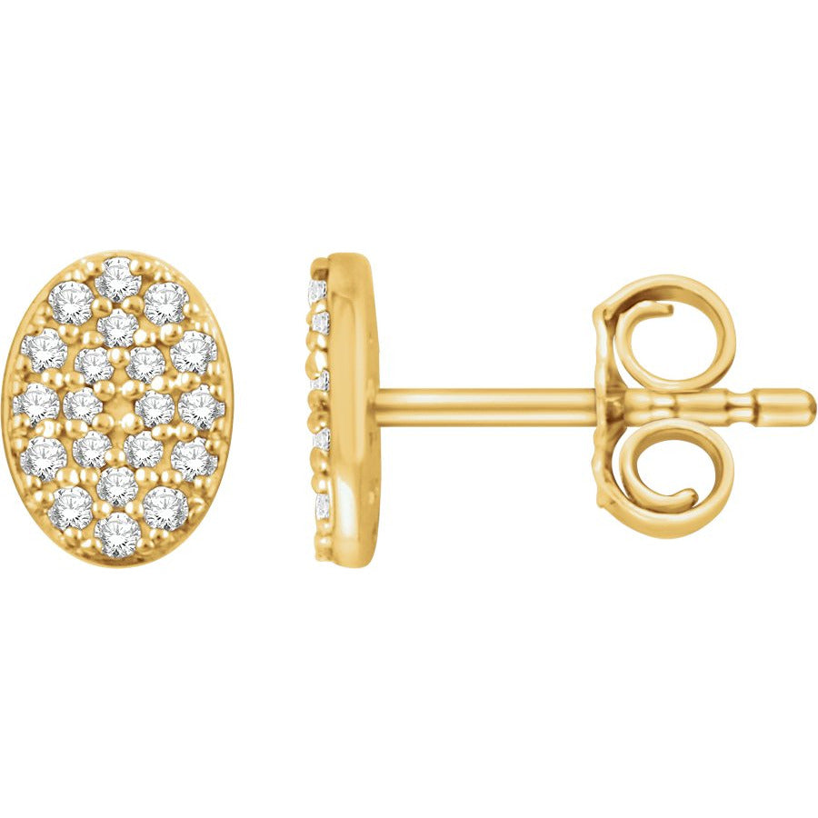 14K Yellow 1/6 CTW Diamond Oval Cluster Earrings