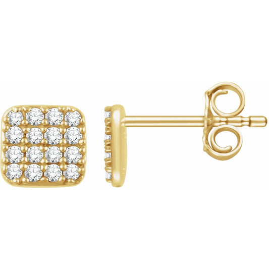 14K Yellow 1/5 CTW Diamond Square Cluster Earrings