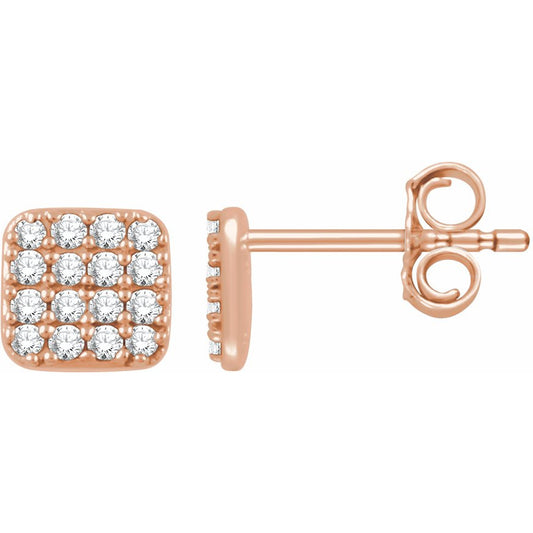 14K Rose 1/5 CTW Diamond Square Cluster Earrings