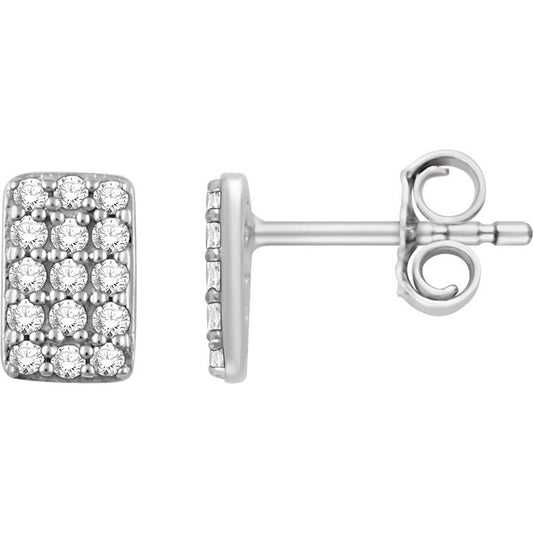 14K White 1/5 CTW Diamond Cluster Earrings