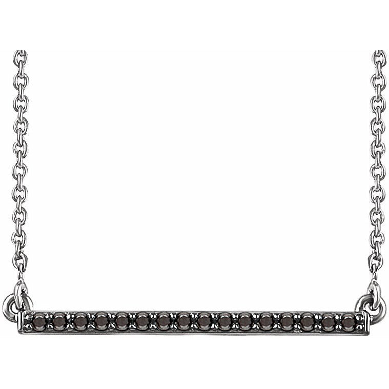14K White 1/6 CTW Black Diamond Bar 18 Necklace