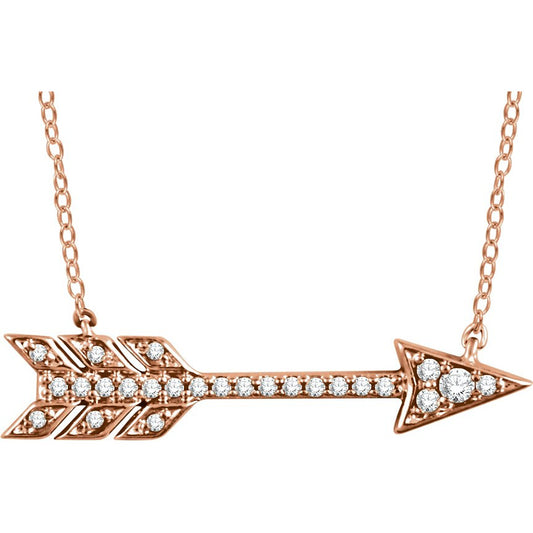 14K Rose 1/10 CTW Diamond Arrow 18 Necklace