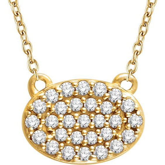 14K Yellow 1/5 CTW Diamond Oval Cluster 16-18 Necklace