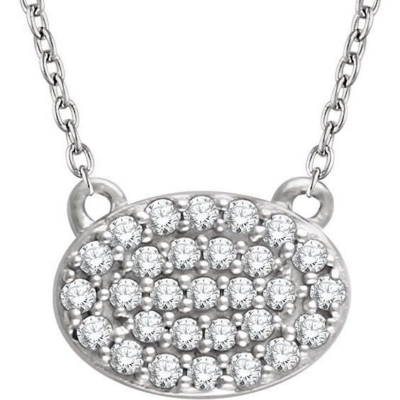 14K White 1/5 CTW Diamond Oval Cluster 16-18 Necklace