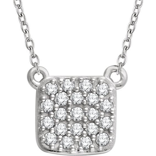 14K White 1/6 CTW Diamond Square Cluster 16-18 Necklace