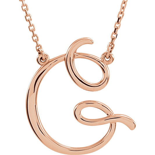 14K Rose Script Initial G 16 Necklace
