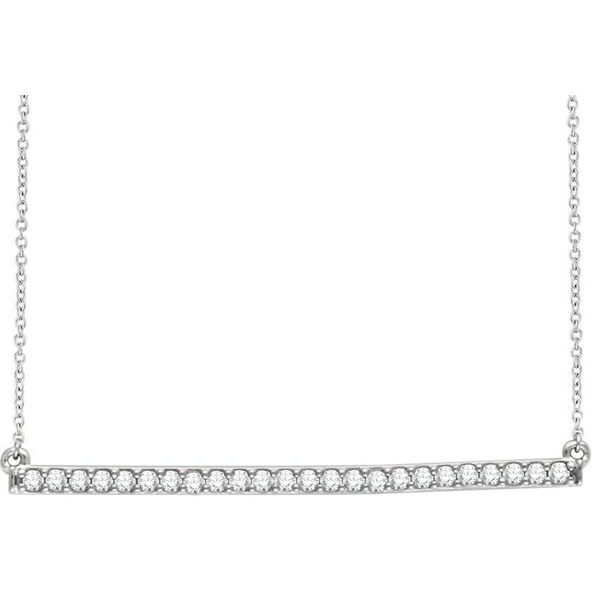 14K White 1/3 CTW Diamond Bar 16-18 Necklace