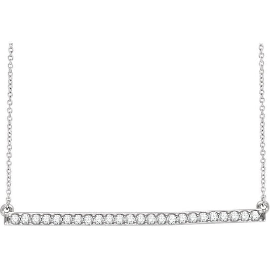 14K White 1/3 CTW Diamond Bar 16-18 Necklace