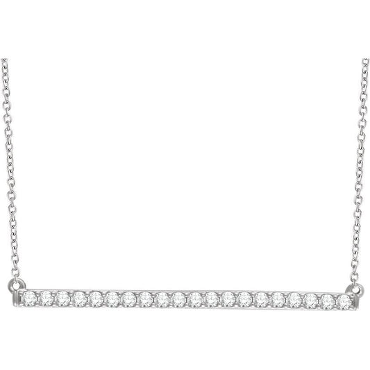 14K White 1/2 CTW Diamond Bar 16-18 Necklace