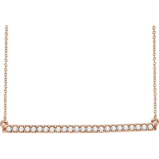 14K Rose 1/3 CTW Diamond Bar 16-18 Necklace