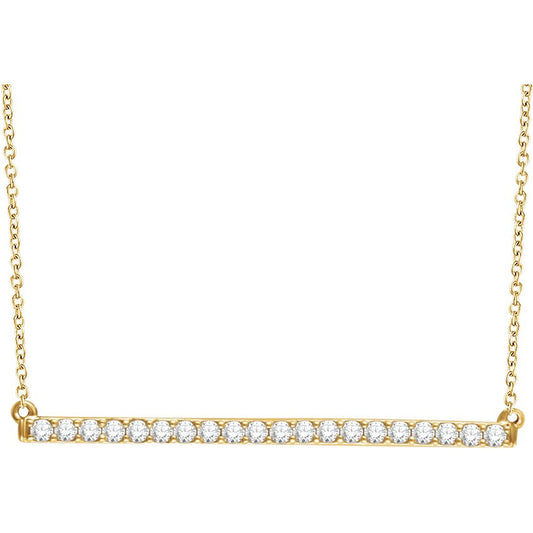 14K Yellow 1/2 CTW Diamond Bar 16-18 Necklace