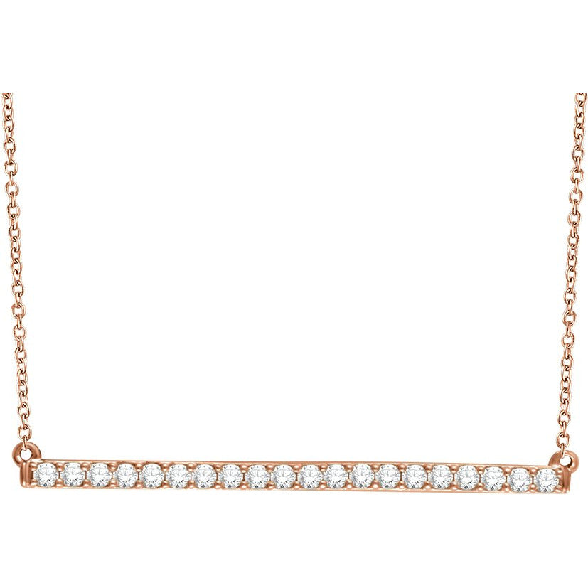 14K Rose 1/6 CTW Diamond Bar 16-18 Necklace
