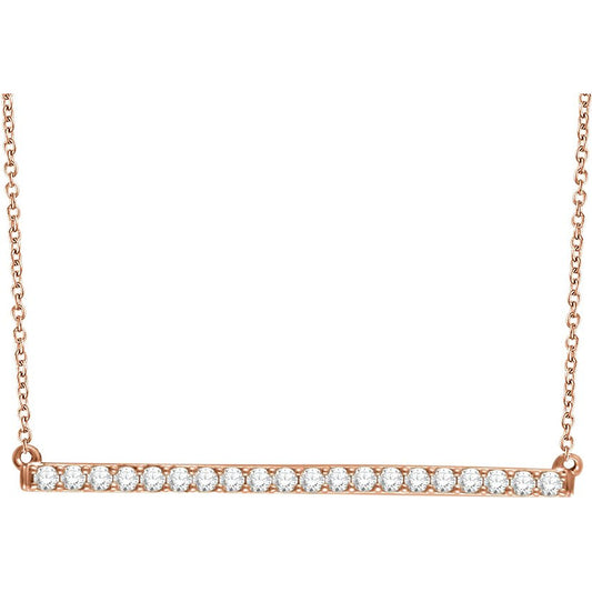 14K Rose 1/6 CTW Diamond Bar 16-18 Necklace