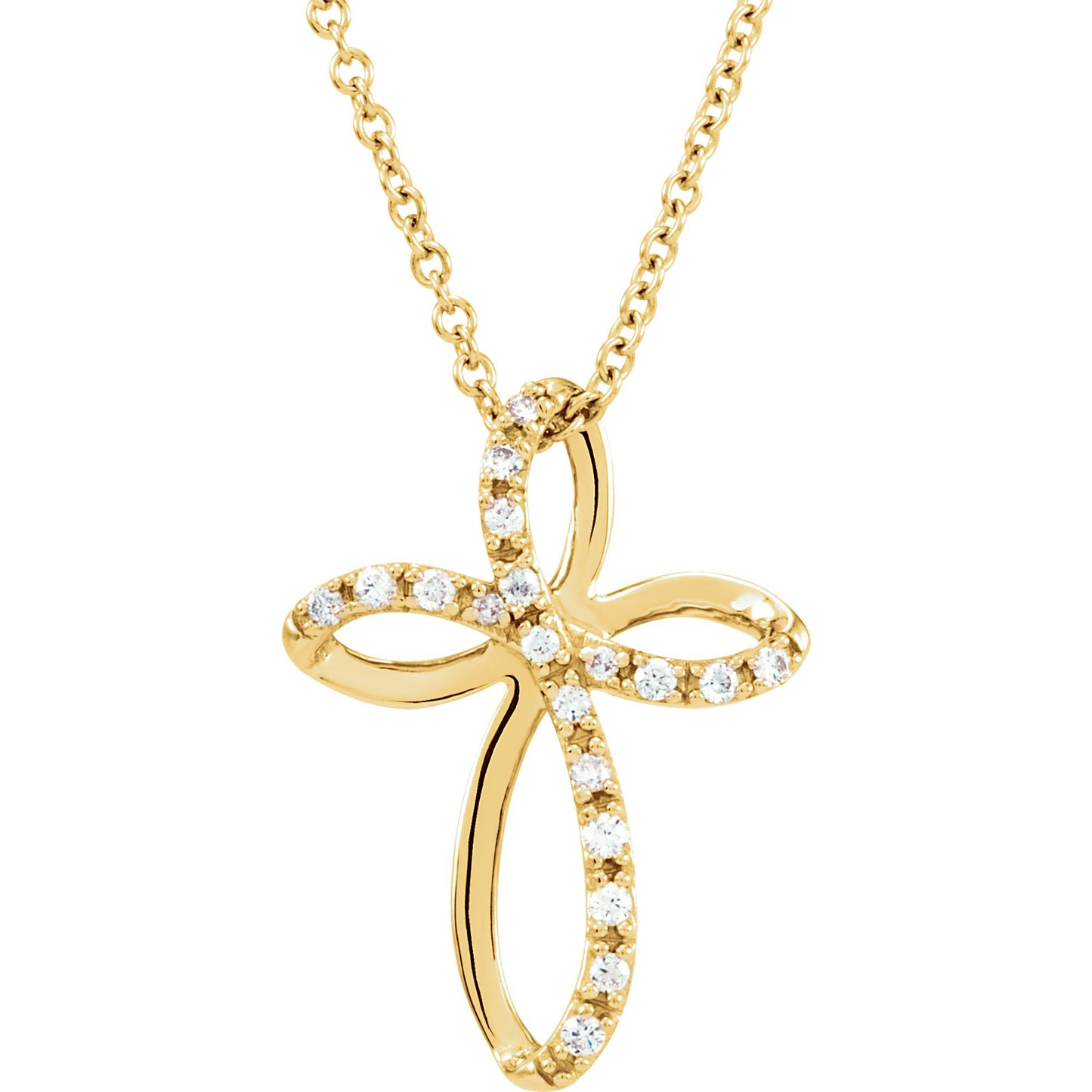 14K Yellow 1/10 CTW Diamond Cross 18 Necklace