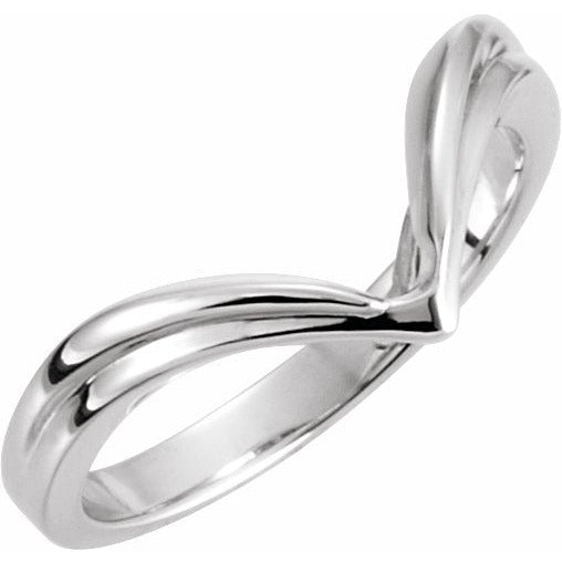 14K White V-Shape Fashion Ring