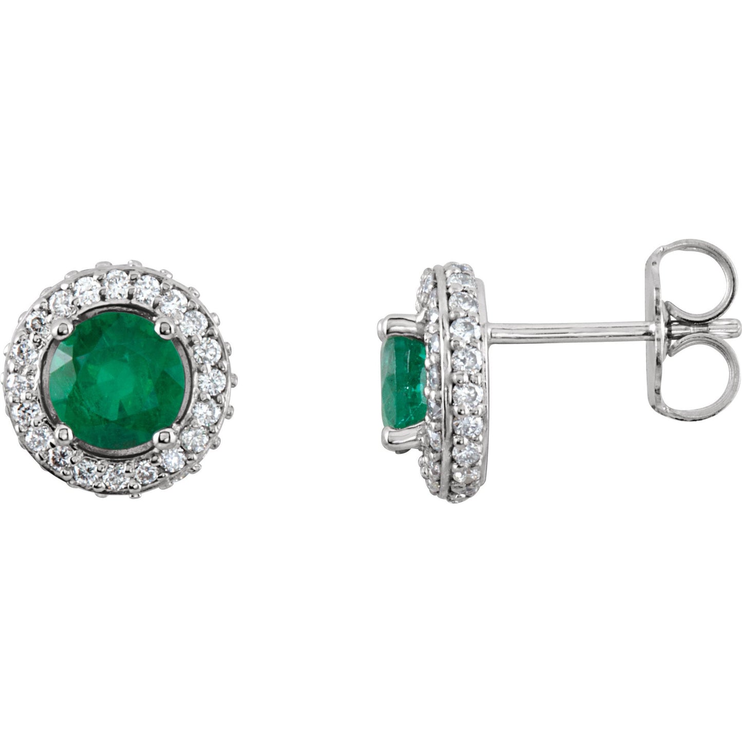 14K White Emerald & 1/3 CTW Diamond Earrings
