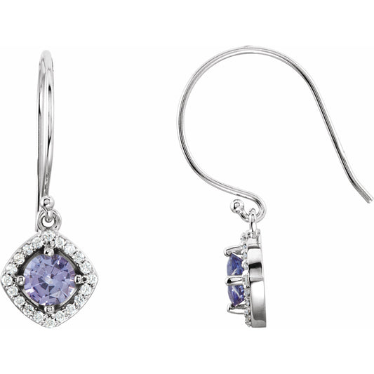 14K White Tanzanite & 1/5 CTW Diamond Earrings