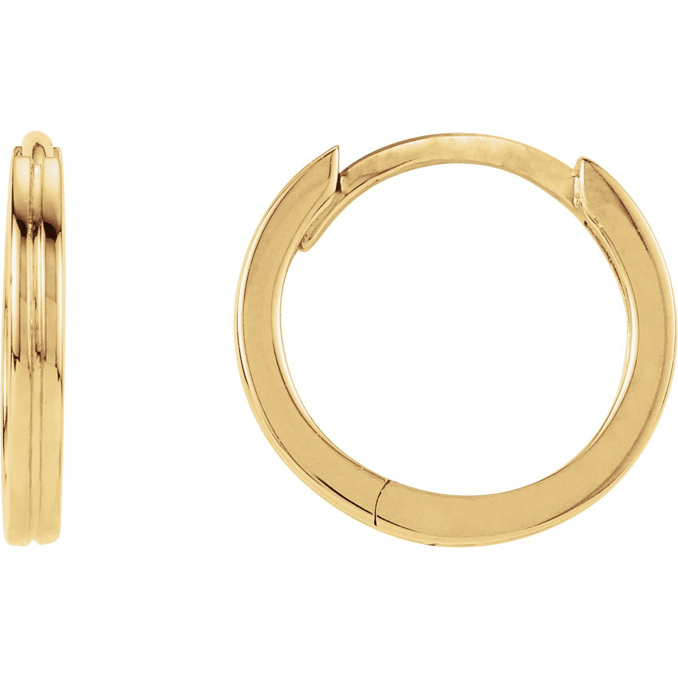 14K Yellow 10.3 mm Grooved Huggies