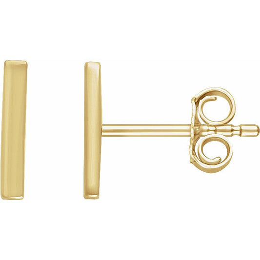 14K Yellow Vertical Bar Earrings