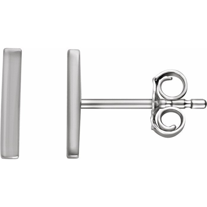 14K White Vertical Bar Earrings