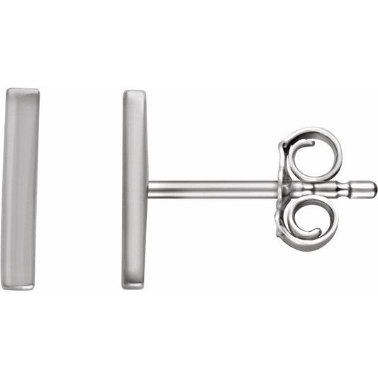 14K White Vertical Bar Earrings