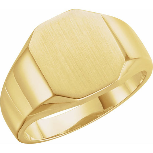 14K Yellow 11x9 mm Octagon Signet Ring