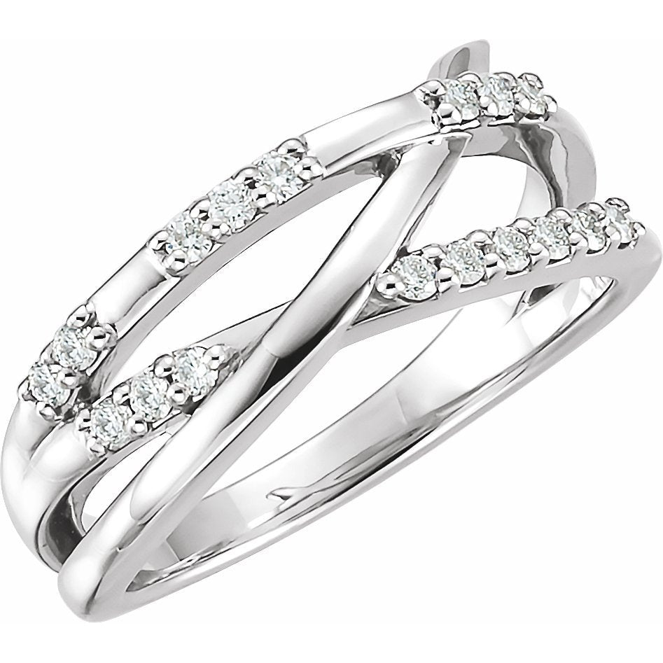 14K White 1/4 CTW Diamond Criss-Cross Ring