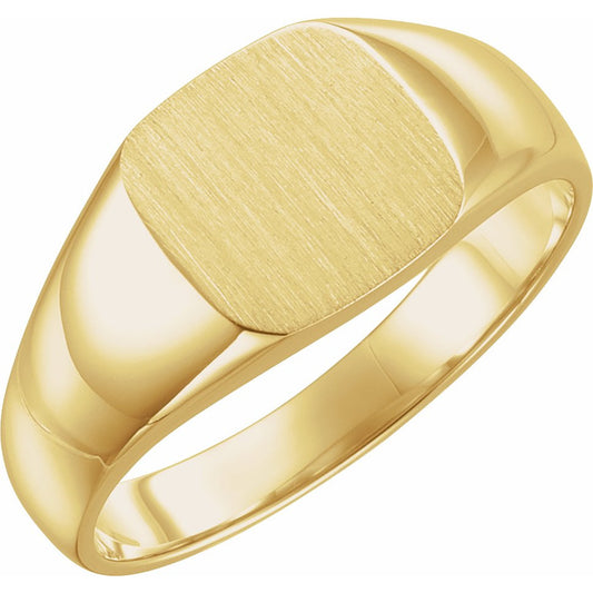 14K Yellow 10x10 mm Square Signet Ring