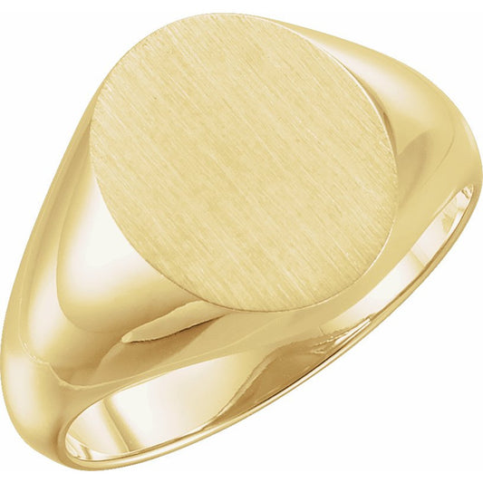 14K Yellow 14x12 mm Oval Signet Ring