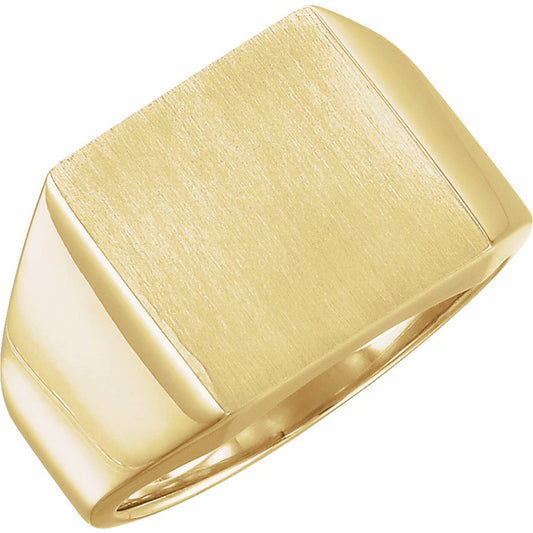 14K Yellow 14 mm Square Signet Ring