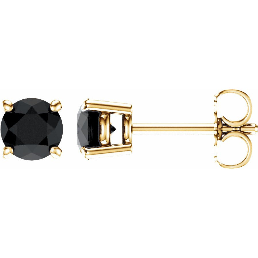 14K Yellow 5 mm Round Onyx Earrings