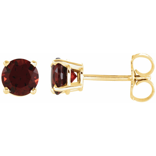14K Yellow 5 mm Round Mozambique Garnet Earrings