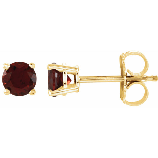 14K Yellow 4 mm Round Mozambique Garnet Earrings