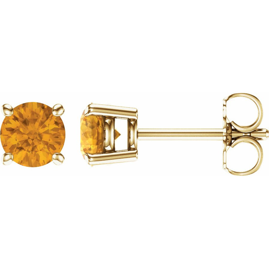14K Yellow 5 mm Round Citrine Earrings