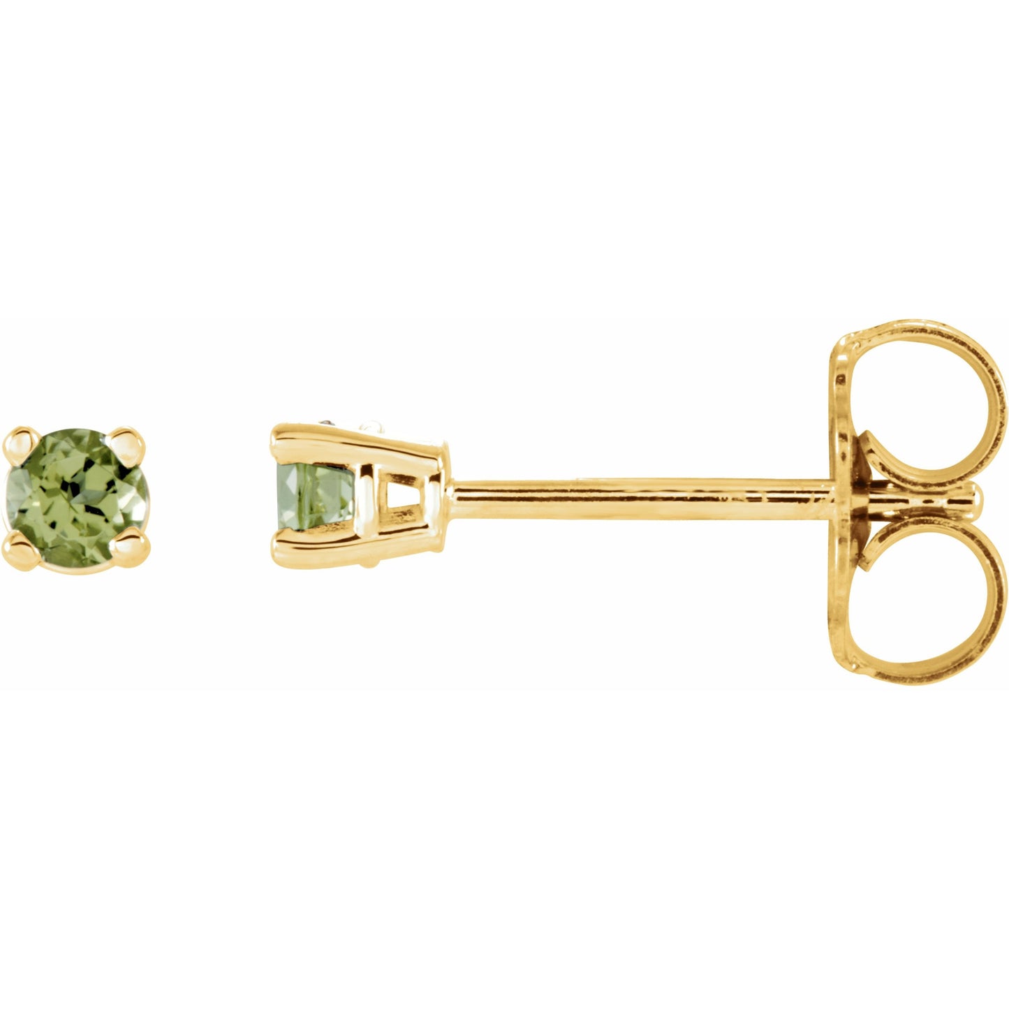 14K Yellow 2.5 mm Round Peridot Earrings