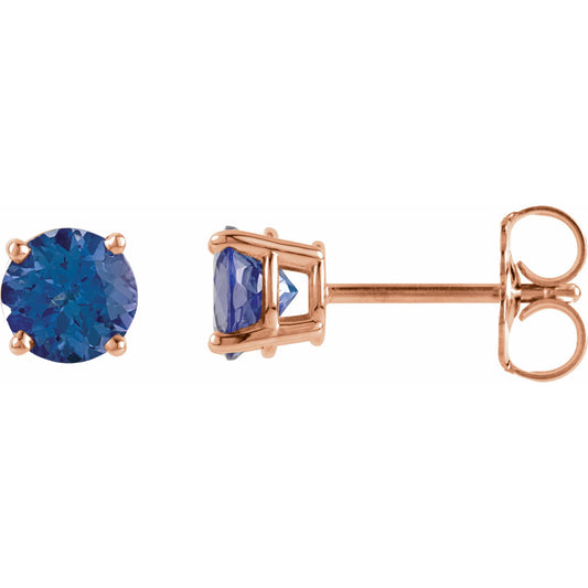 14K Rose 5 mm Round Tanzanite Earrings