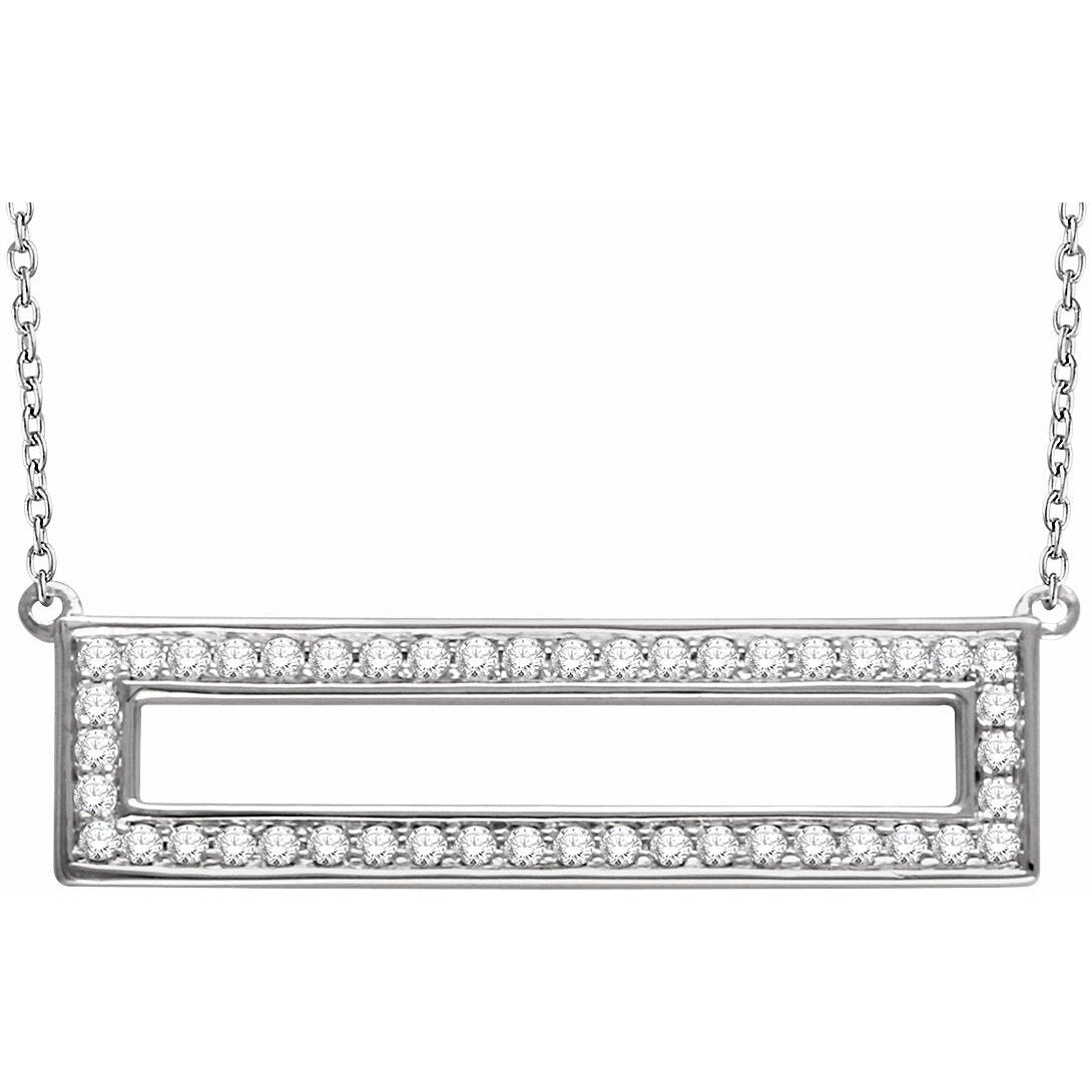 14K White 3/8 CTW Diamond Rectangle 16-18 Necklace