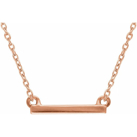 14K Rose 18x1.5 mm Petite Bar 16-18 Necklace