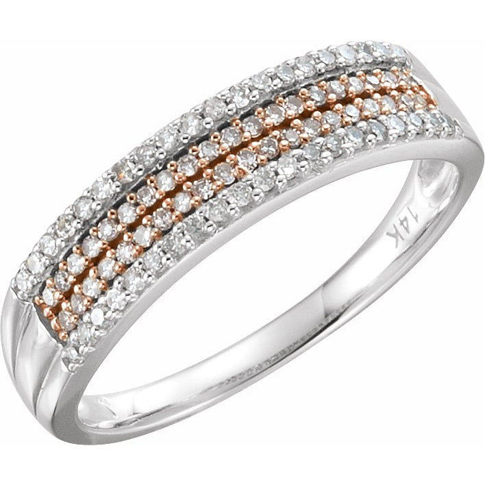 14K White & 14K Rose Gold Plated 1/4 CTW Diamond Ring
