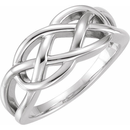 14K White 9 mm Criss-Cross Ring