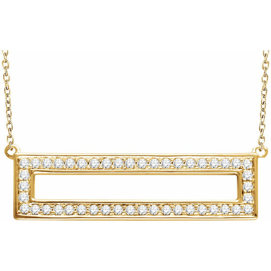 14K Yellow 3/8 CTW Diamond Rectangle 16-18 Necklace